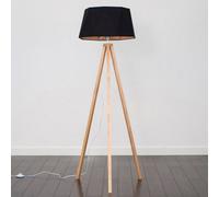 Valuelights Barbro Natural Tripod Floor Lamp With Black/copper Shade