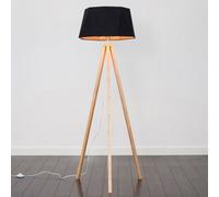 Valuelights Barbro Natural Tripod Floor Lamp With Black/copper Shade And Bulb