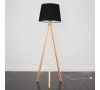Valuelights Barbro Natural Tripod Floor Lamp With Black Tapered Shade
