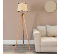 Valuelights Barbro Natural Tripod Floor Lamp With Black Trim Scallop Shade