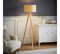 Barbro Light Wood Tripod Floor Light Lamp with Reni Drum Shade ValueLights Natural One Size