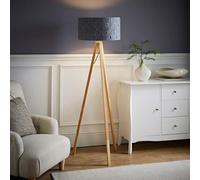 Valuelights Barbro Natural Tripod Floor Lamp With Felt Weave Shade