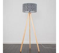 Valuelights Barbro Natural Tripod Floor Lamp With Felt Weave Shade And Bulb