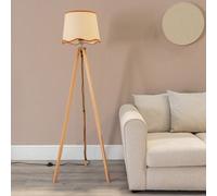 ValueLights Barbro Light Wood Scallop Rust Edge Shade Floor Lamp