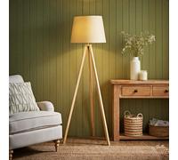 Valuelights Barbro Natural Tripod Floor Lamp With Tapered Shade And Bulb