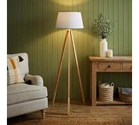 Valuelights Barbro Natural Tripod Floor Lamp With White Tapered Shade