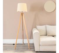 Valuelights Barbro Natural Tripod Floor Lamp With White Trim Scallop Shade