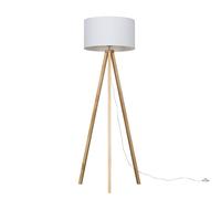 Barbro Tripod Light Wood Tripod Floor Light Lamp with White Drum Shade and LED Bulb ValueLights White One Size