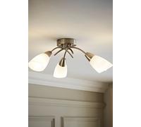 Valuelights Barine 3 Way Brushed Chrome Curved Arm Ceiling Light With Frosted Glass Shades