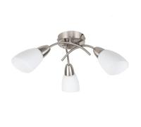 Valuelights Barine 3 Way Chrome Arm Cross Over Flush Ceiling Light Fitting With Frosted Glass Shades And Led Golfball Bulbs