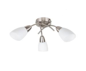 Valuelights Barine 3 Way Chrome Arm Cross Over Flush Ceiling Light Fitting With Frosted Glass Shades And Led Golfball Bulbs