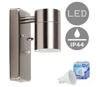 MiniSun | Modern Stainless Steel Dusk to Dawn Sensor Wall Light | Outdoor Wall Lights, Home Décor & Improvement Essential | Includes 5W LED Bulb [6500K Cool White]