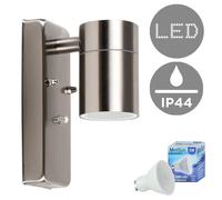 Valuelights Barrow Gu10 Dusk Till Dawn Down Light Ip44 Wall Light With Cool White Bulb In Silver