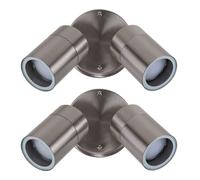 MiniSun | Modern Stainless Steel Twin Wall Spotlights | Outdoor Wall Lights, Home Décor & Improvement Essential | Set of 2 | Mains Wired