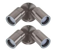 MiniSun | Modern Stainless Steel Twin Wall Spotlights | Outdoor Wall Lights, Home Décor & Improvement Essential | Set of 2