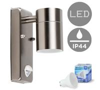 MiniSun | Modern Stainless Steel Wall Down Light with PIR Motion Sensor | Outdoor Wall Lights, Home Décor & Improvement Essential | Includes 5W LED Bulb [3000K Warm White] | Mains Wired