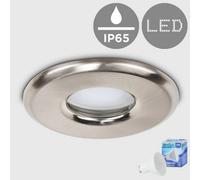 Valuelights Bathroom/shower/soffit Ip65 Rated Brushed Chrome Recessed Ceiling Downlight - Includes 5W Led Bulb 3000K Warm White