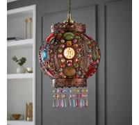 MiniSun | Bazaar Style Chandelier with Multi-Coloured Acrylic Jewel Droplets | Pendant Lights, Home Décor & Improvement Essential | 26cm Shade Width