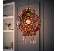 Bazaar Moroccan Jewelled Bronze Easy Fit Ceiling Lamp Shade with Bulb ValueLights Bronze One Size