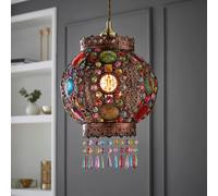 ValueLights Bazaar Moroccan Jewelled Bronze Easy Fit Ceiling Lamp Shade with Bulb ValueLights Bronze