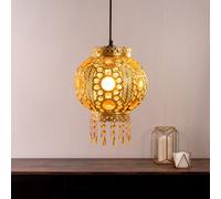 Moroccan Bazaar Style Gold Chandelier Living Room Bedroom Ceiling Light Easy Fit Pendant Shade with Jewel Droplets - LED Bulb Included