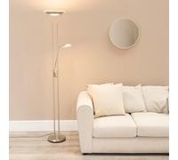 Valuelights Beata Brushed Chrome Integrated Led Uplighter Floor Lamp With Task Reading Side Lamp