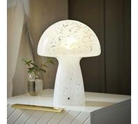 ValueLights Beau Glass Confetti Mushroom Table Lamp With Tapered Lampshade-White