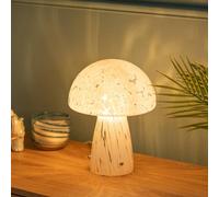 ValueLights | White Confetti Glass Mushroom Table Lamp Tapered Lampshade Living Room Bedroom Bedside Light | Table Lamps, Home Décor & Improvement Essential | Included LED Bulb