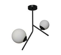Valuelights Beauworth 2 Way Hanging Bar Matt Black & Opal Glass Globe Shade Ceiling Light Fitting - Including Bulbs