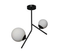 Valuelights Beauworth Modern 2 Way Hanging Bar Matt Black And Glass Globe Shade Ceiling Light Fitting