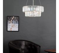 MiniSun | 5 Way Tiered Chrome and Clear Crystal Ceiling Light Pendant Fitting | Pendant Lights, Home Décor & Improvement Essential | Mains Wired