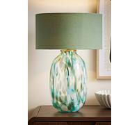 Valuelights Belinda Confetti Glass Table Lamp With Fabric Drum Shade In Green Green