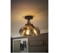 ValueLights Bellamy 3 Way Glass Globe Bubble Cluster Flush Ceiling Light & Bulbs in Black ValueLights Black