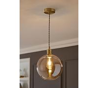 Bellamy Amber Glass Globe Brushed Gold Single Ceiling Pendant Light ValueLights Amber One Size
