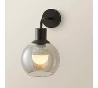 ValueLights Bellamy Black Glass Globe Rechargeable Wall Light