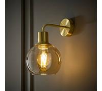 ValueLights | Bellamy Brushed Gold Amber Glass Wall Light | Wall Lights, Home Décor & Improvement Essential