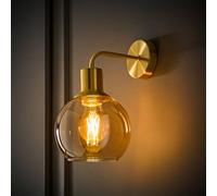 ValueLights | Bellamy Brushed Gold Amber Glass Wall Light with LED Bulb | Wall Lights, Home Décor & Improvement Essential