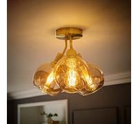 Bellamy 3 Way Glass Globe Bubble Cluster Flush Ceiling Light and Bulbs ValueLights Gold One Size
