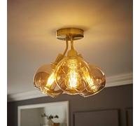 ValueLights Bellamy Brushed Gold Bubble Cluster Flush Ceiling Light and Bulbs - Size: 28 x 35 x 35cm - Wilko