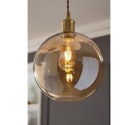 ValueLights | Amber Glass Globe Ceiling Light Shade | Lamp Shades, Home Décor & Improvement Essential | Includes Bulb [3000K Colour Temperature] | 25cm Shade Width