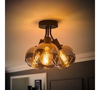 Bellamy 3 Way Glass Globe Bubble Cluster Flush Ceiling Light and Bulbs ValueLights Black One Size