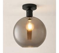Valuelights Bellamy Matte Black Smoked Glass Globe Flush Ceiling Light