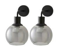 ValueLights Bellamy Pair of Globe Glass Shade Rechargeable Wall Lights in Black ValueLights Black