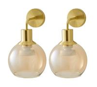Valuelights Bellamy Pair Of Gold Glass Globe Rechargeable Wall Lights