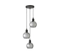 ValueLights | Bellamy Smoked Glass Globe 3 Drop Matte Black Ceiling Pendant Light with Bulbs | Pendent Light, Home Décor & Improvement Essential | Light Bulb Included | Includes Full Wired Fitting