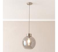 Bellamy Smoked Glass Globe Brushed Chrome Capped Ceiling Pendant Light ValueLights Grey One Size