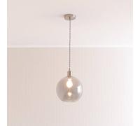 Valuelights Bellamy Smoked Glass Globe Brushed Chrome Single Ceiling Pendant Light With Bulb In Grey Grey One Size