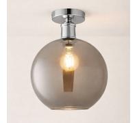 ValueLights Bellamy Smoked Glass Globe Flush Ceiling Light in Silver ValueLights Silver