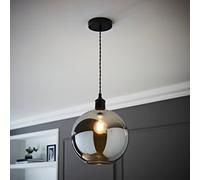 Valuelights Bellamy Smoked Glass Globe Matte Black Single Ceiling Pendant Light