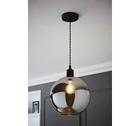 Valuelights Bellamy Smoked Glass Globe Matte Black Single Ceiling Pendant Light In Grey Grey